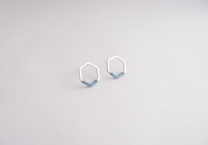 几何六角。纯银耳环。尼加拉蓝 - 耳环/耳夹 - 其他金属 蓝色