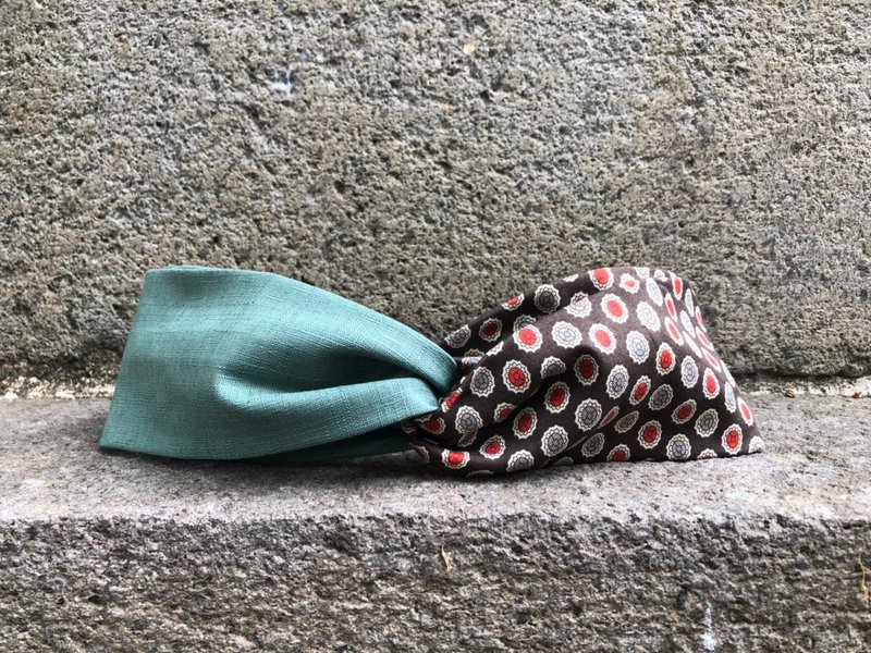 双拼发带 / 印度咖喱 - 湖水绿 - 发带/发箍 - 棉．麻 绿色