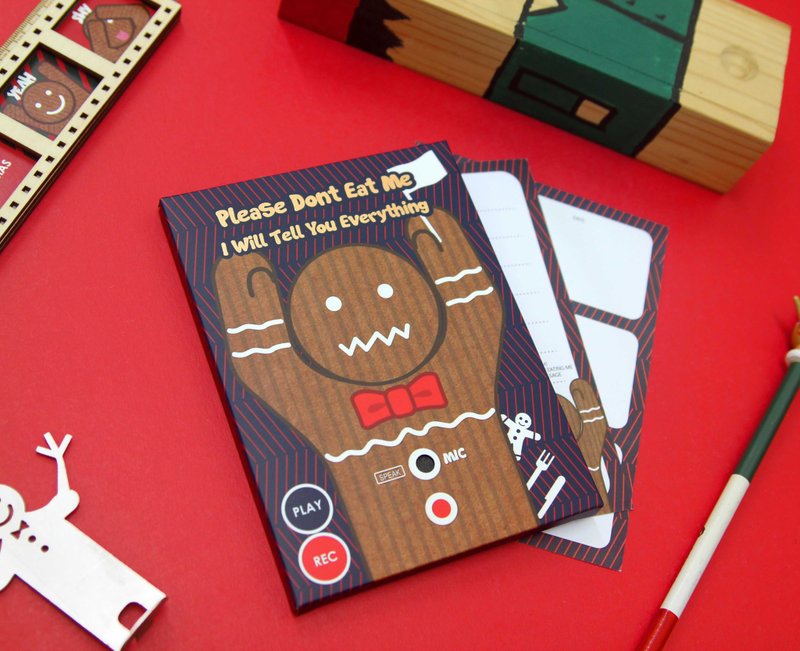 录音留声卡 - 姜饼人 - 卡片/明信片 - 纸 