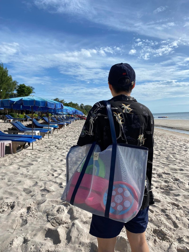 浅灰色网眼拉链包 / 健身包 / 购物袋 / 沙滩包 L号 - 手提包/手提袋 - 其他材质 灰色