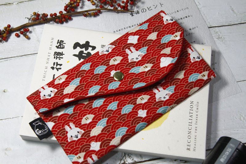 【Gi LAI】10*20Cm开运红包袋 存折袋-青海波兔兔 - 皮夹/钱包 - 棉．麻 红色