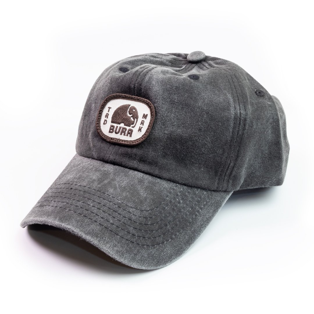 大象标志 黑色复古老帽 Ellie Logo BURA Vintage Cap - 帽子 - 棉 黑色