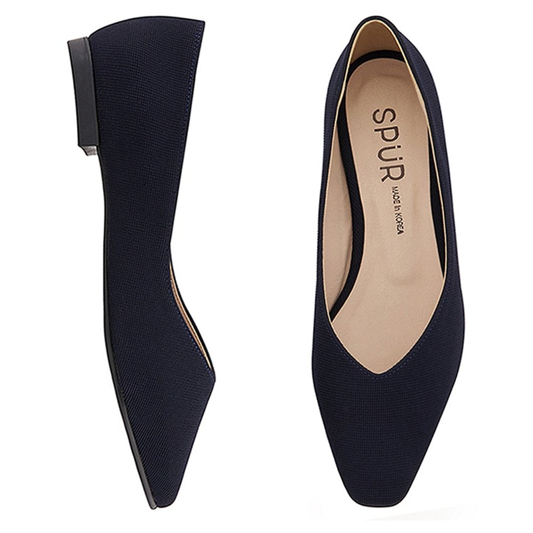 PRE-ORDER – SPUR 简约方头平底鞋 MS9038 NAVY - 女款休闲鞋 - 其他材质 