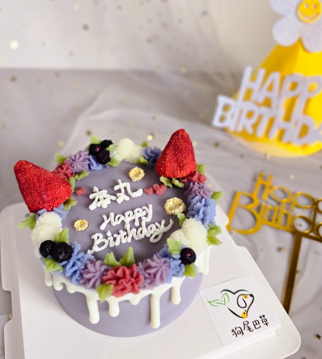 4 寸宠物蛋糕 生日蛋糕 淋面花圈款 - 猫罐头/鲜食 - 其他材质 