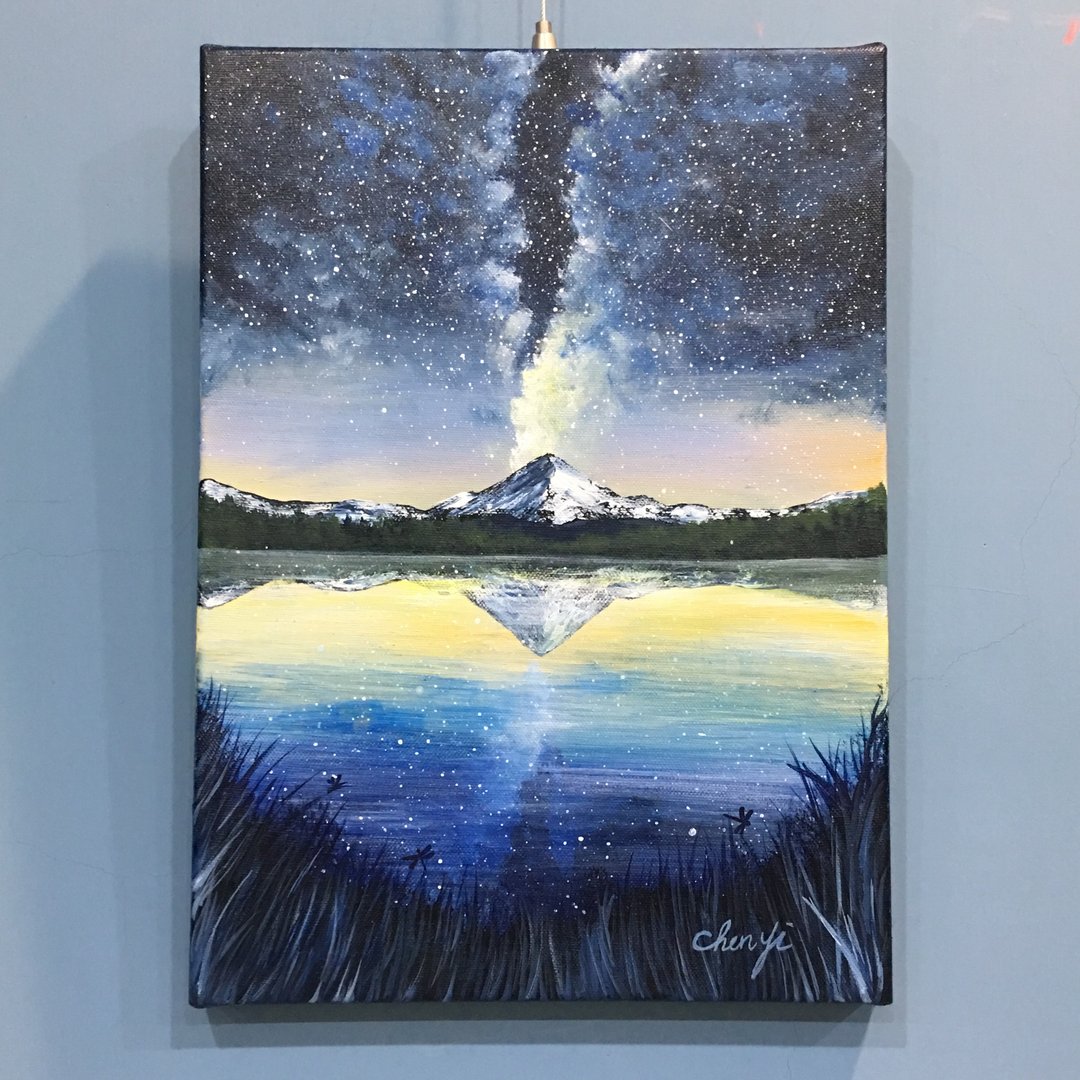 单堂压克力彩画教学-极地星空 - 插画/绘画/写字 - 压克力 