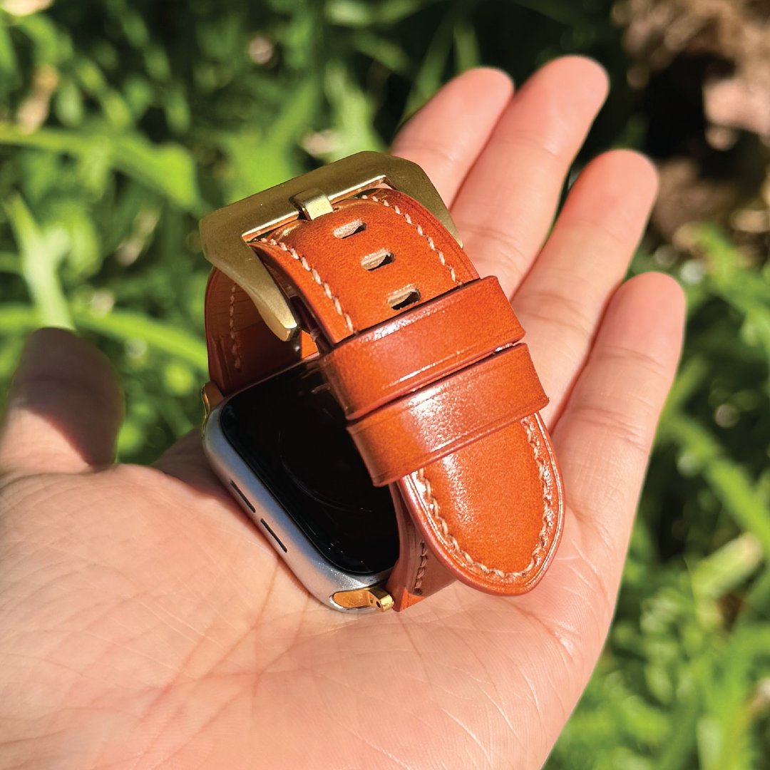 【AppleWatch 表带】啡色马臀皮/法国防汗皮/意大利/真皮皮革 - 表带 - 真皮 咖啡色
