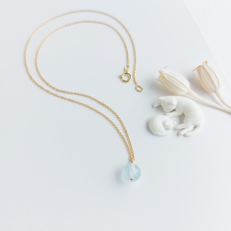 冰透海蓝宝石 x 14KGF项链 锁骨链 - 项链 - 半宝石 蓝色