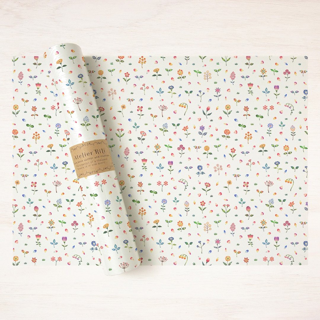 A set of 6 pieces. Wrapping paper A3 "Garden with dancing petals" WP-A3529 - 摆饰 - 纸 多色