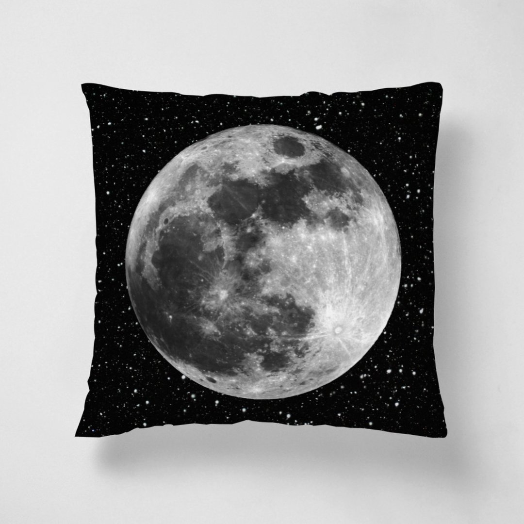 月球 MOON / 短绒抱枕 - 枕头/抱枕 - 棉 黑色