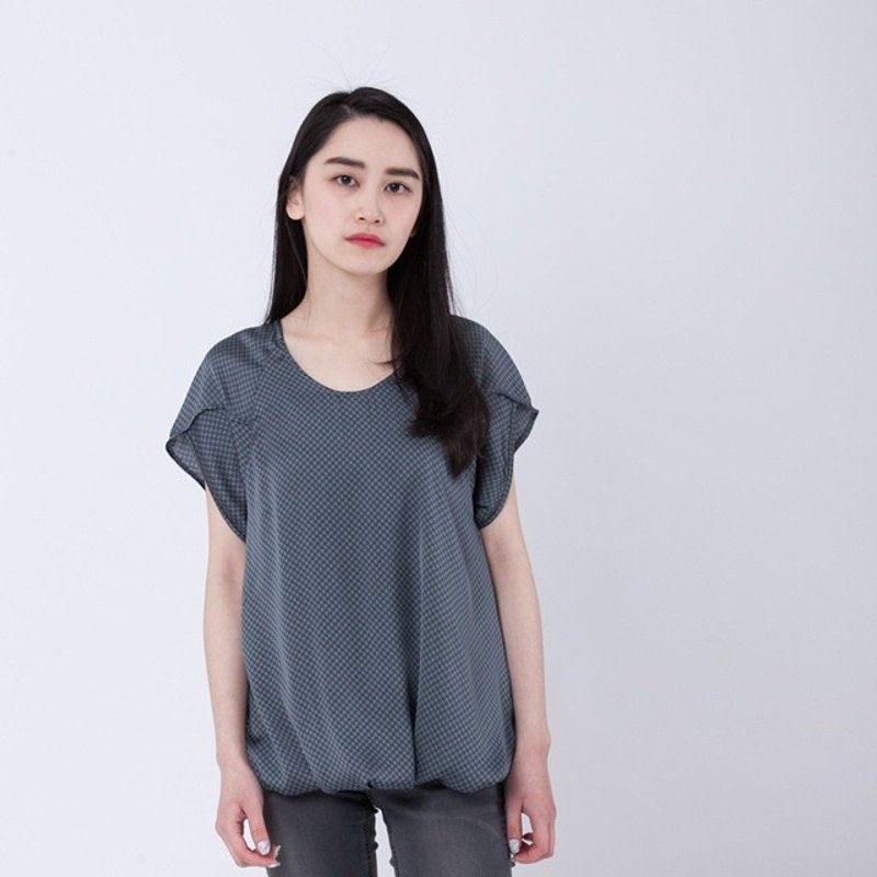 Vita 生命雙層上衣/千鳥青 - 女装上衣 - 聚酯纤维 绿色