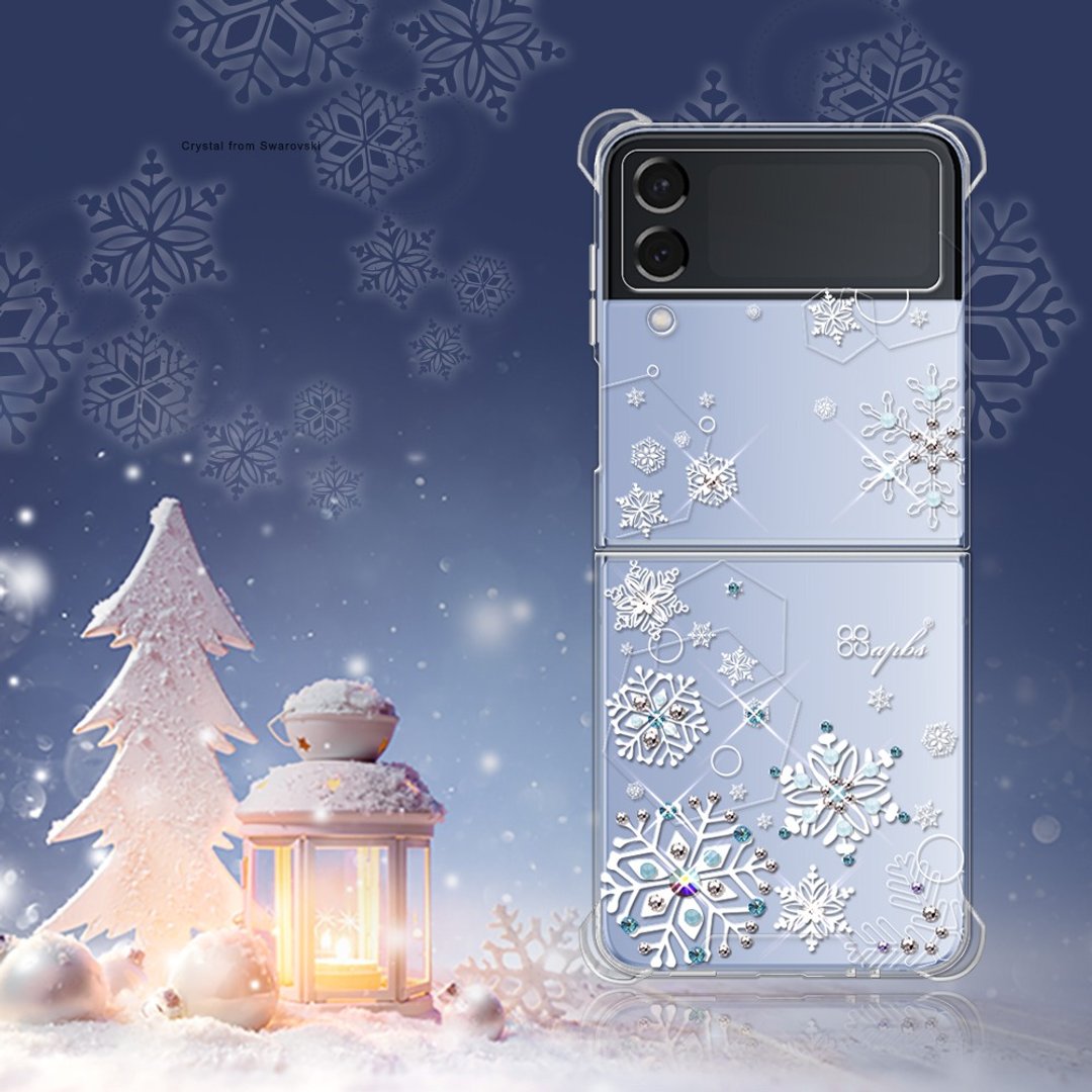 Samsung Z Flip4 5G水晶彩钻四角加厚双料手机壳-纷飞雪 - 手机壳/手机套 - 其他材质 多色