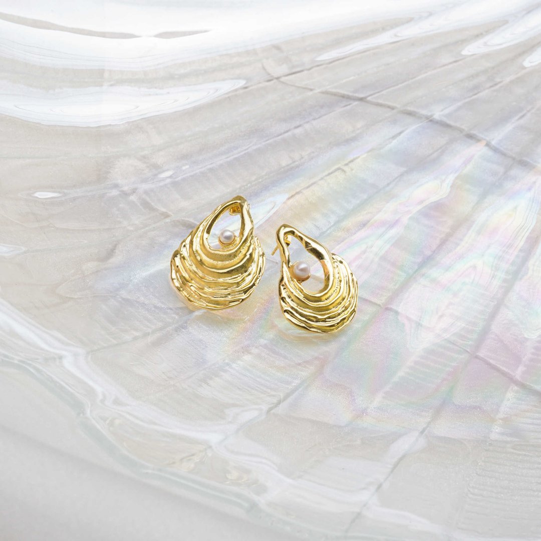 Sand wave earrings - 耳环/耳夹 - 铜/黄铜 