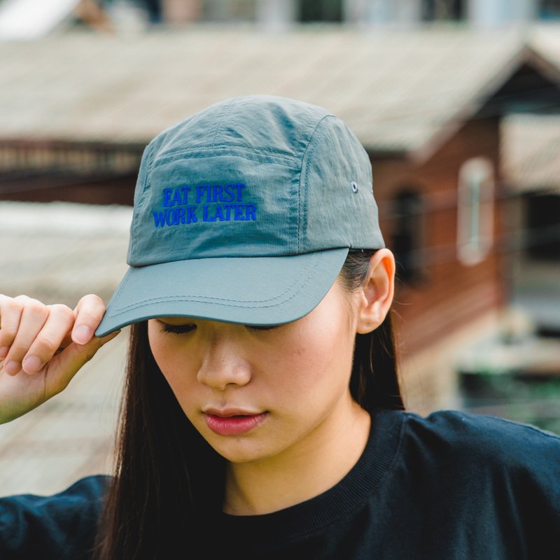 先工作后吃饭，尼龙帽（灰色） - 帽子 - 尼龙 灰色