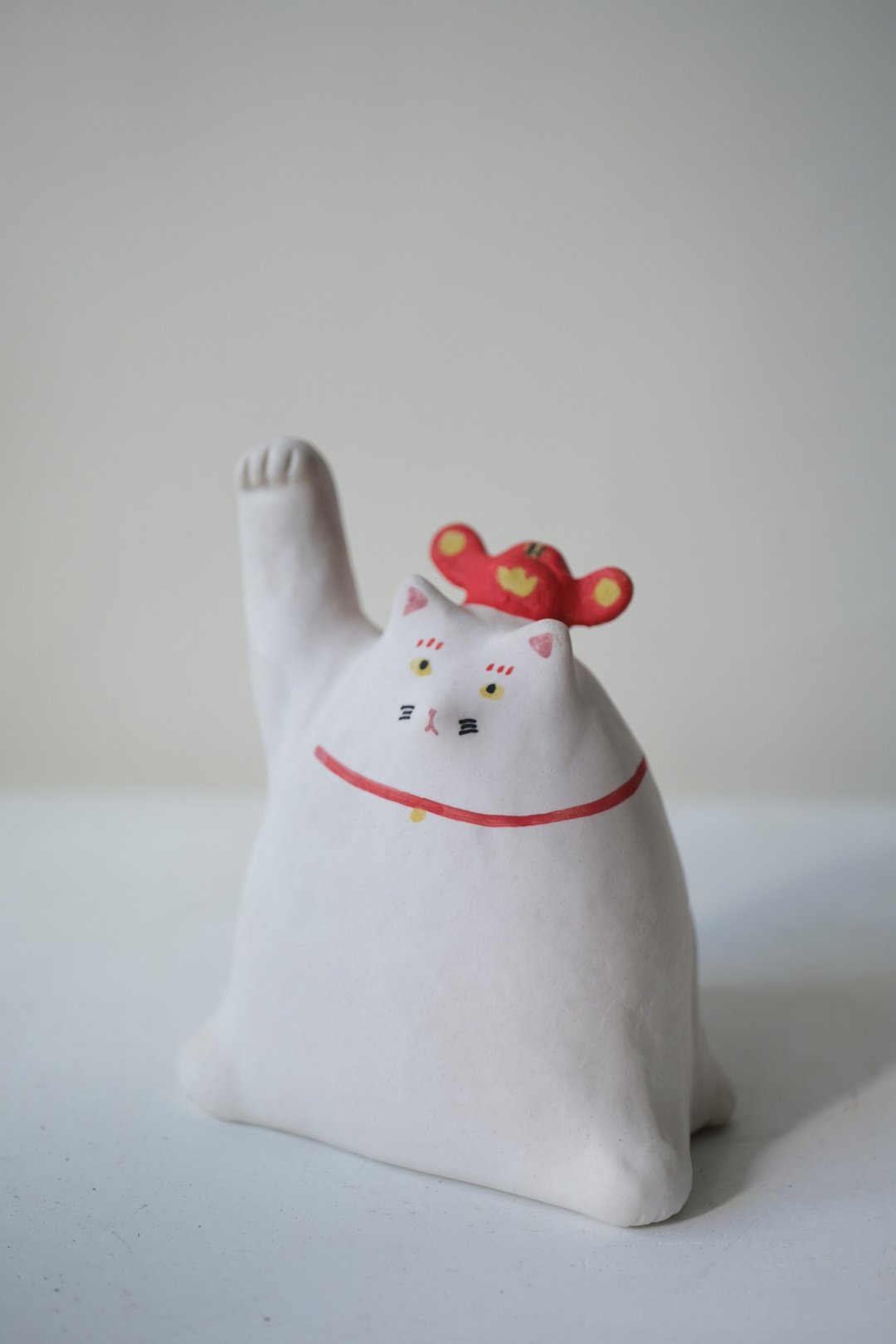 财神爷招财猫 - 花瓶/陶器 - 其他材质 红色