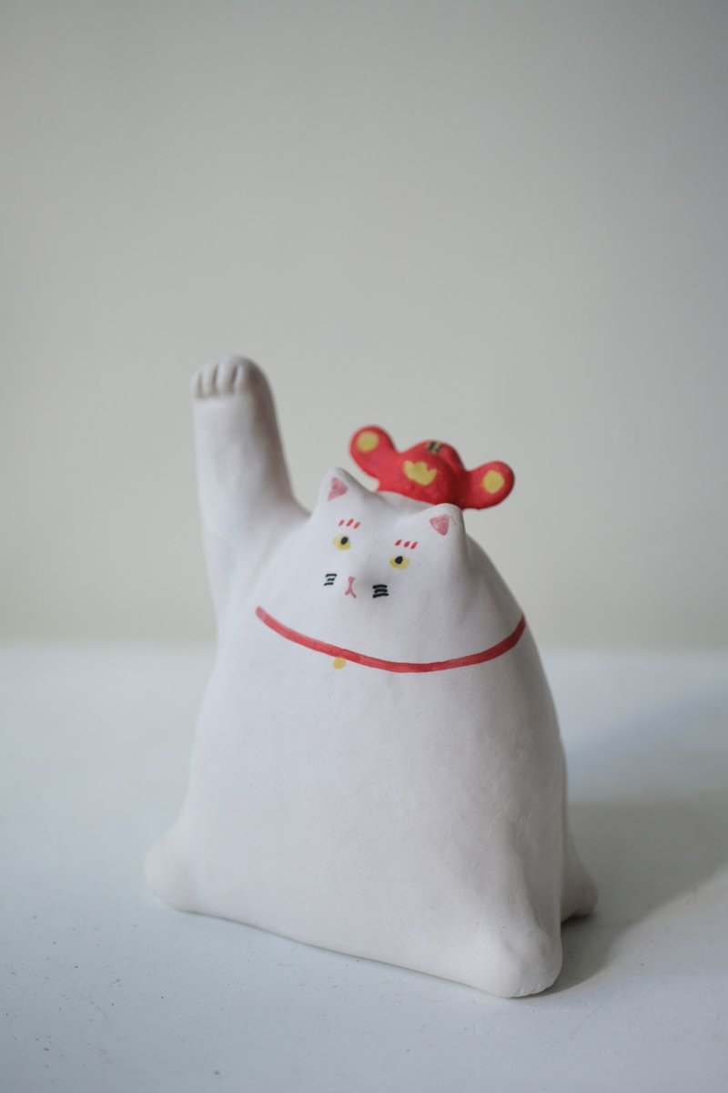 财神爷招财猫 - 花瓶/陶器 - 其他材质 红色