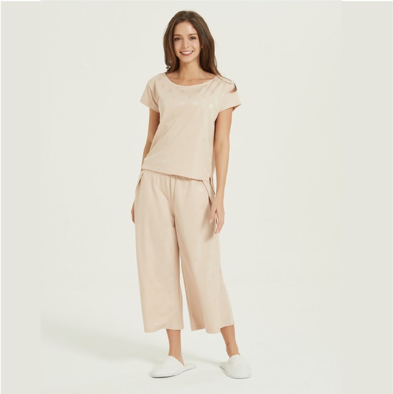 设计师独家版型-日式电脑提花居家服-奶茶色 - 居家服/睡衣 - 聚酯纤维 多色