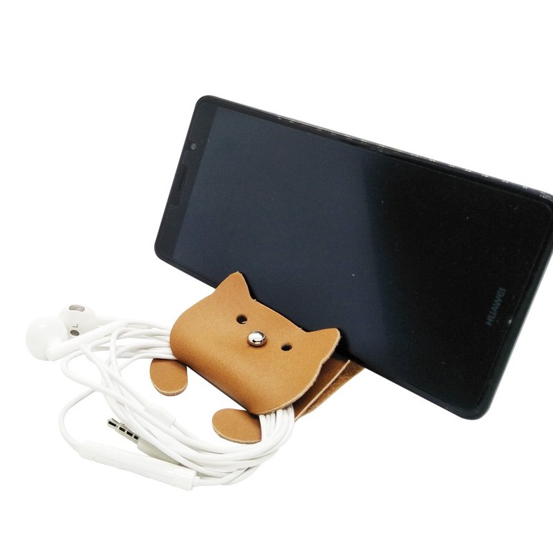 Worpi 手机支架，猫形，棕色 - 手机座/防尘塞 - 人造皮革 咖啡色