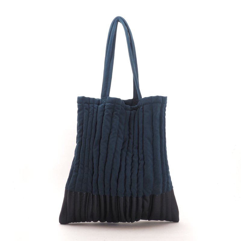 无厚度海绵包 2 (深绿 x 深蓝) / 大容量 / 肩背 / 麂皮感 / 人工皮革 + 真皮 / T086 - 手提包/手提袋 - 真皮 绿色