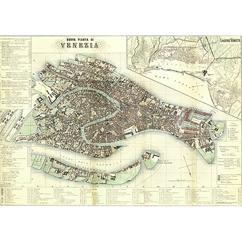 意大利 IFI 海报 威尼斯地图 - 墙贴/壁贴 - 纸 多色