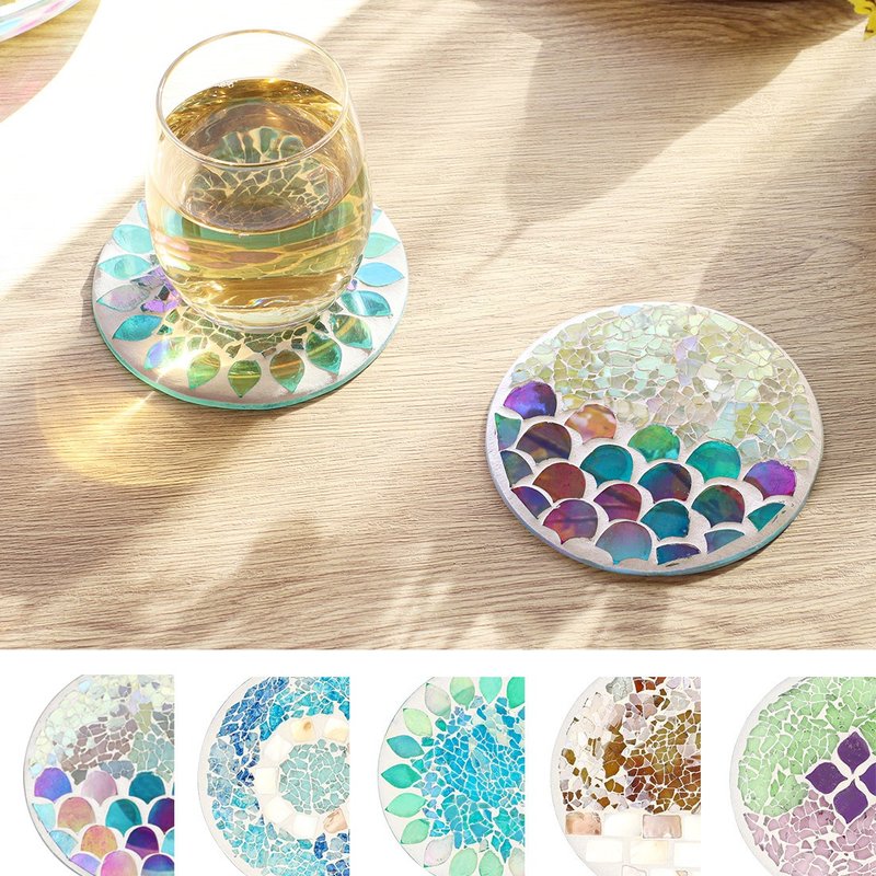 【预订】马赛克幻彩圆形杯垫 - 杯垫 - 玻璃 多色