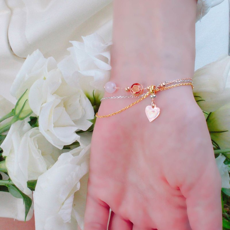 圣诞礼物*闺蜜礼物*彩虹三色手链(粉晶)*可刻字 - 手链/手环 - 宝石 粉红色