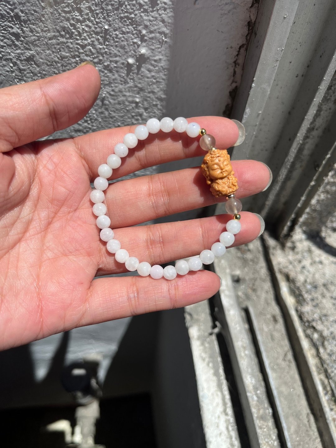 Angel's tears翠色-天然缅甸玉 白翡翠珠设计老山檀度母手串 - 手链/手环 - 宝石 绿色