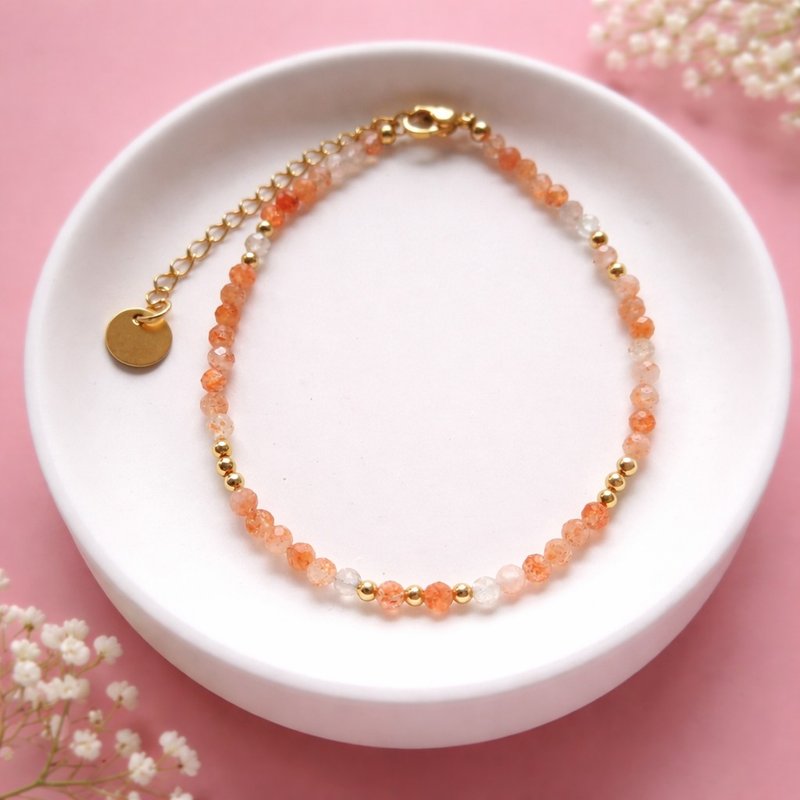太阳石手链，天然石可调式手工手链，精致珠宝 - 手链/手环 - 宝石 粉红色