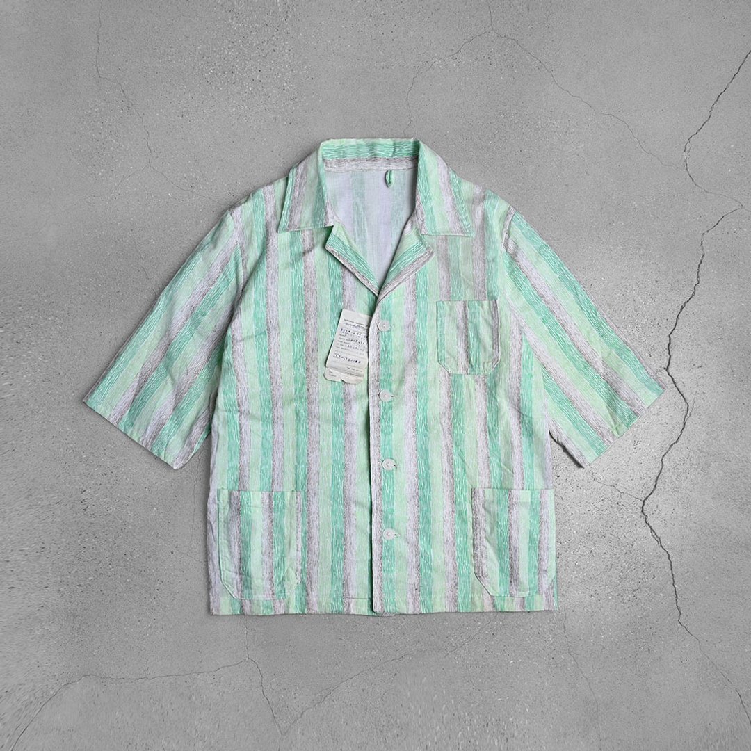 波兰公发睡衣衬衫/ Vintage 古着 / 欧洲军装 - 男装衬衫 - 棉 绿色
