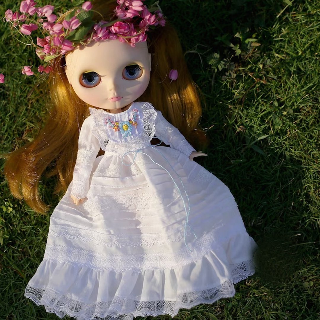 White dresses for Neo Blythe. - 其他 - 棉 