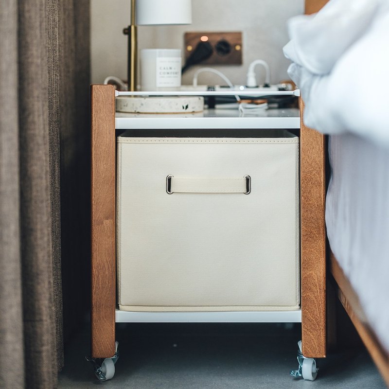 标准 · 边几 / 床边收纳架【中 / 含布篮】 - 置物架/篮子 - 木头 