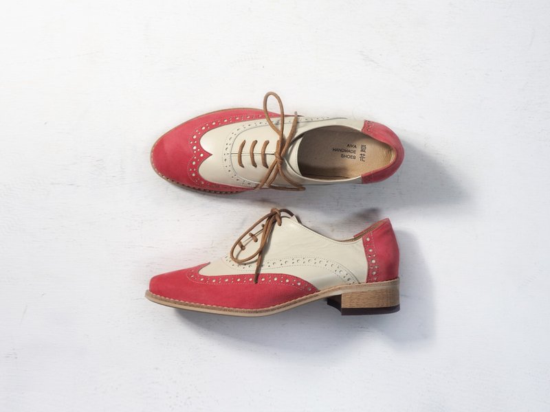 爱花牛津鞋-sweess - 女款牛津鞋/乐福鞋 - 真皮 粉红色