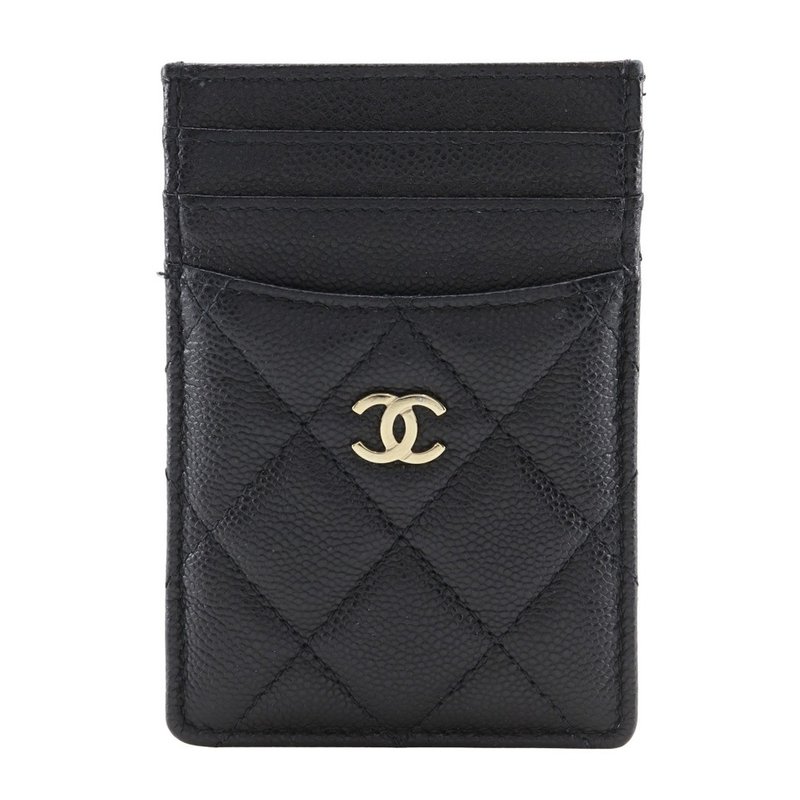 【日本直送】香奈儿 CHANEL 经典菱格纹卡片夹 复古金属扣 品牌Logo AP3595 顶级羊皮 黑 贵宾级女士【二手珍藏】 - 名片夹/名片盒 - 真皮 黑色