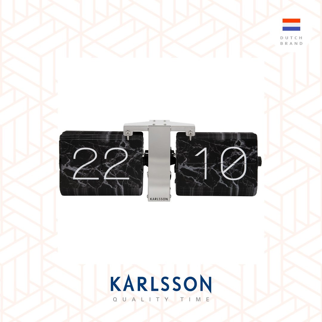 荷兰Karlsson, Flip clock No Case marble black, chrome stand - 时钟/闹钟 - 其他金属 黑色