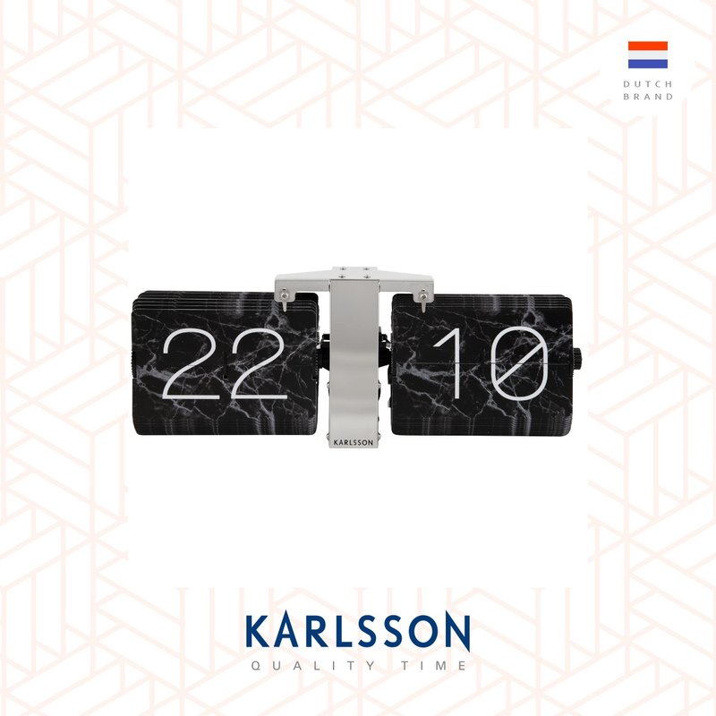 荷兰Karlsson, Flip clock No Case marble black, chrome stand - 时钟/闹钟 - 其他金属 黑色