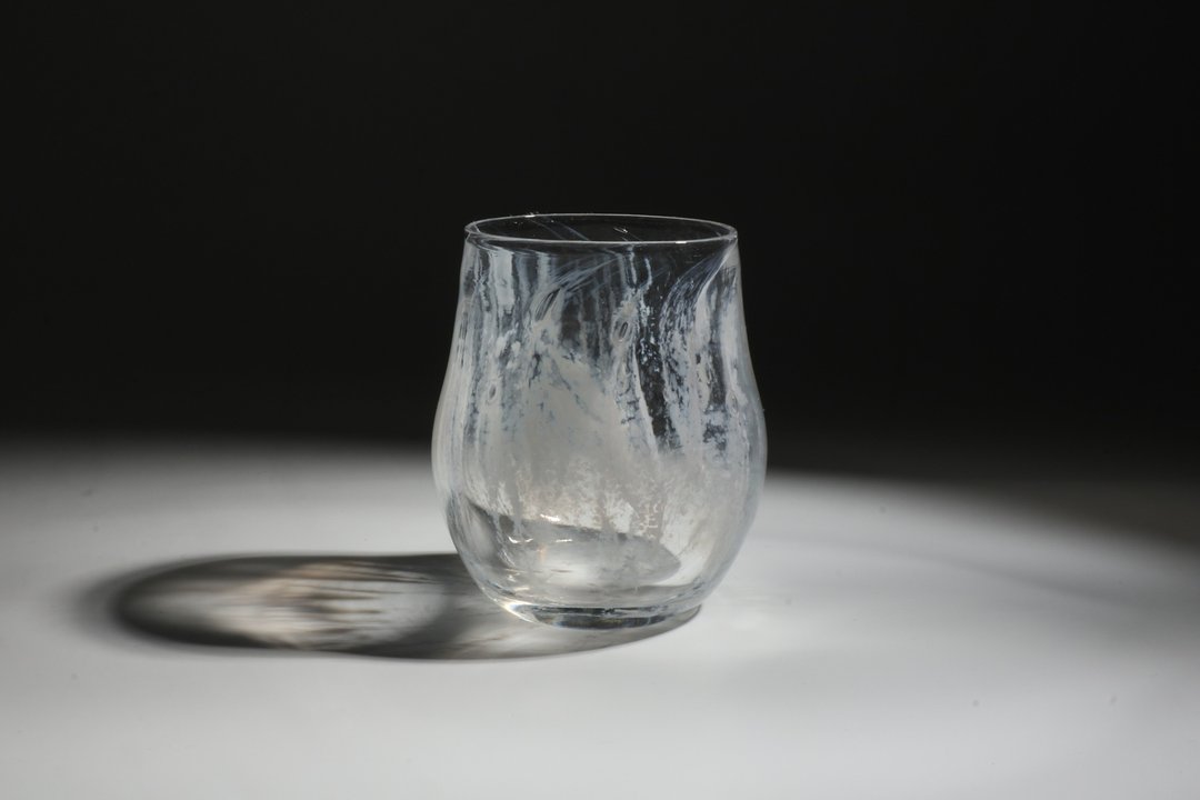 白条纹水杯 - 玻璃杯 - 玻璃 白色