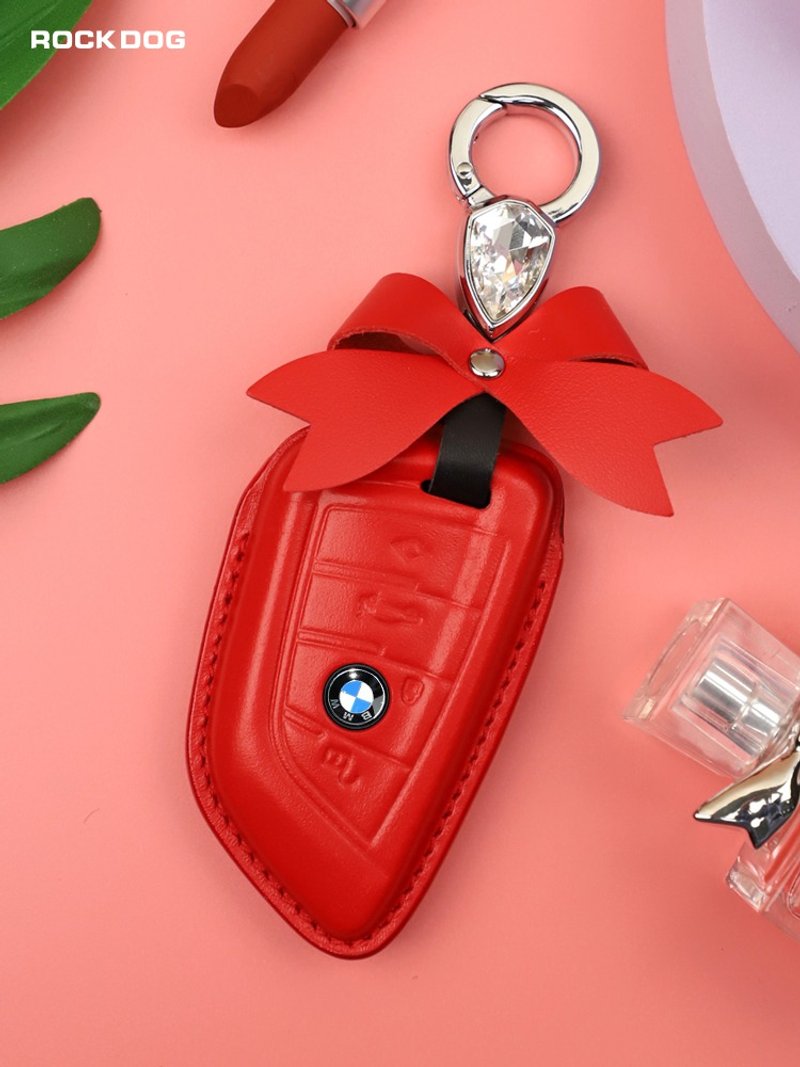 BMW 植鞣牛皮汽车钥匙皮套 i3 i4 i8 ix G20 G30 520 刀锋钥匙包 - 钥匙链/钥匙包 - 真皮 红色