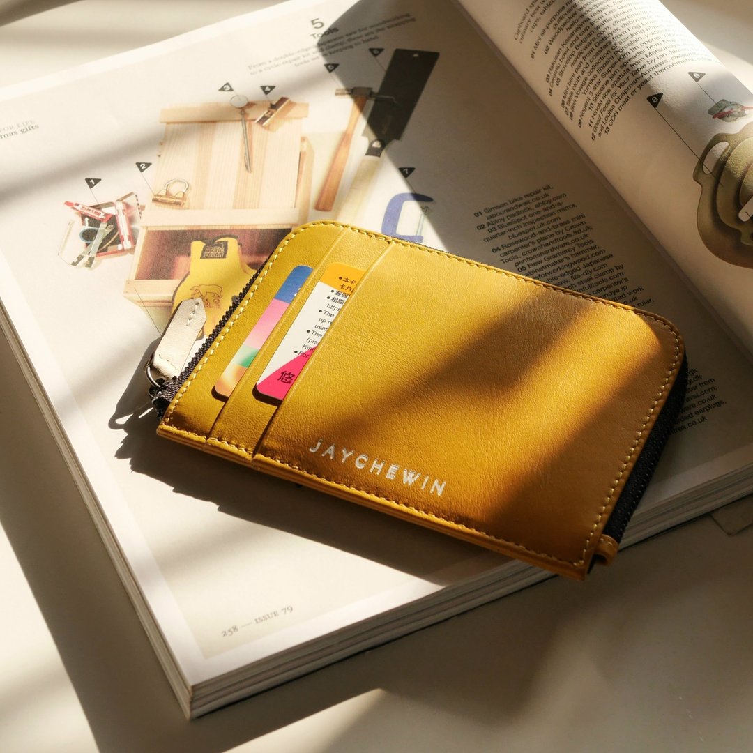 钱包短夹 钱包 Flat Wallet 短皮夹 - Mustard Yellow 黄 皮夹 - 皮夹/钱包 - 真皮 黄色