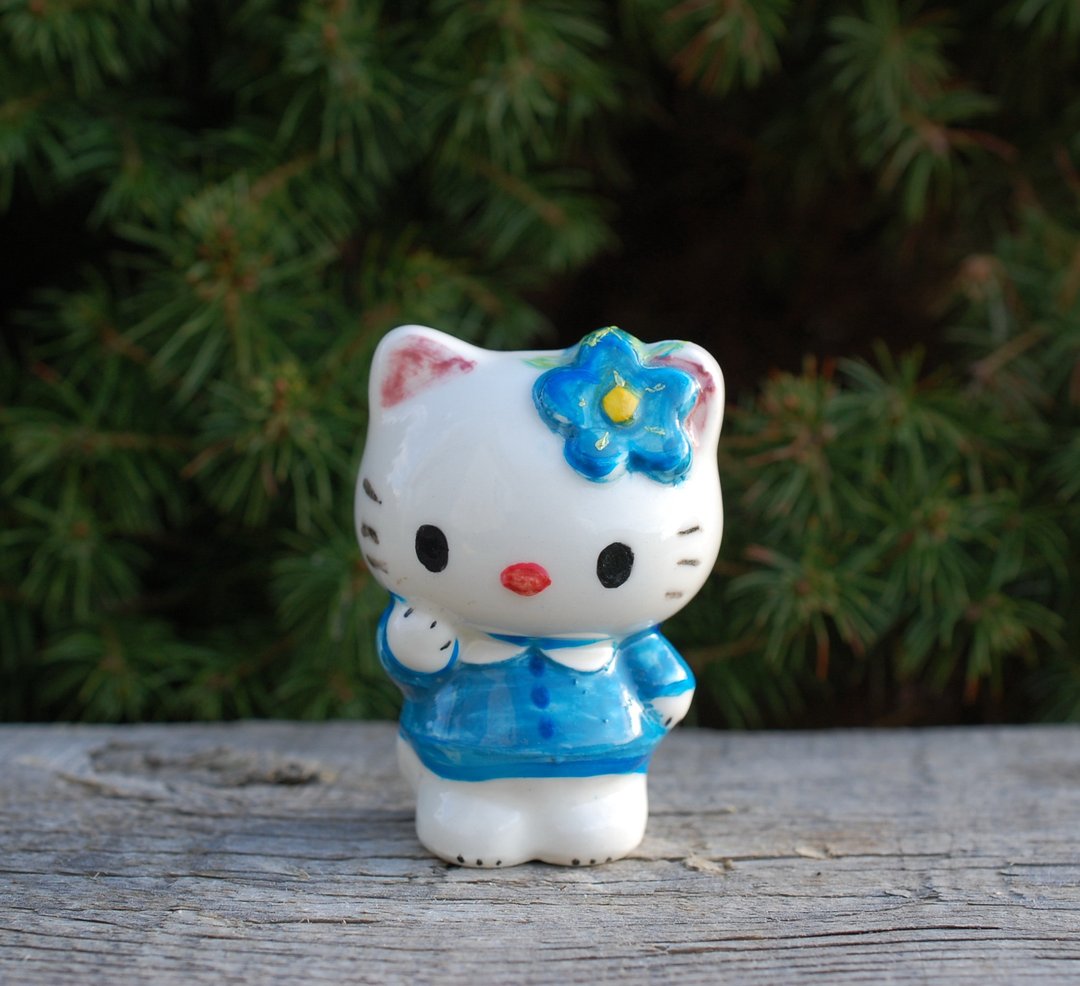 可爱猫咪瓷公仔陶瓷猫小搞笑公仔招财猫 - 花瓶/陶器 - 瓷 多色