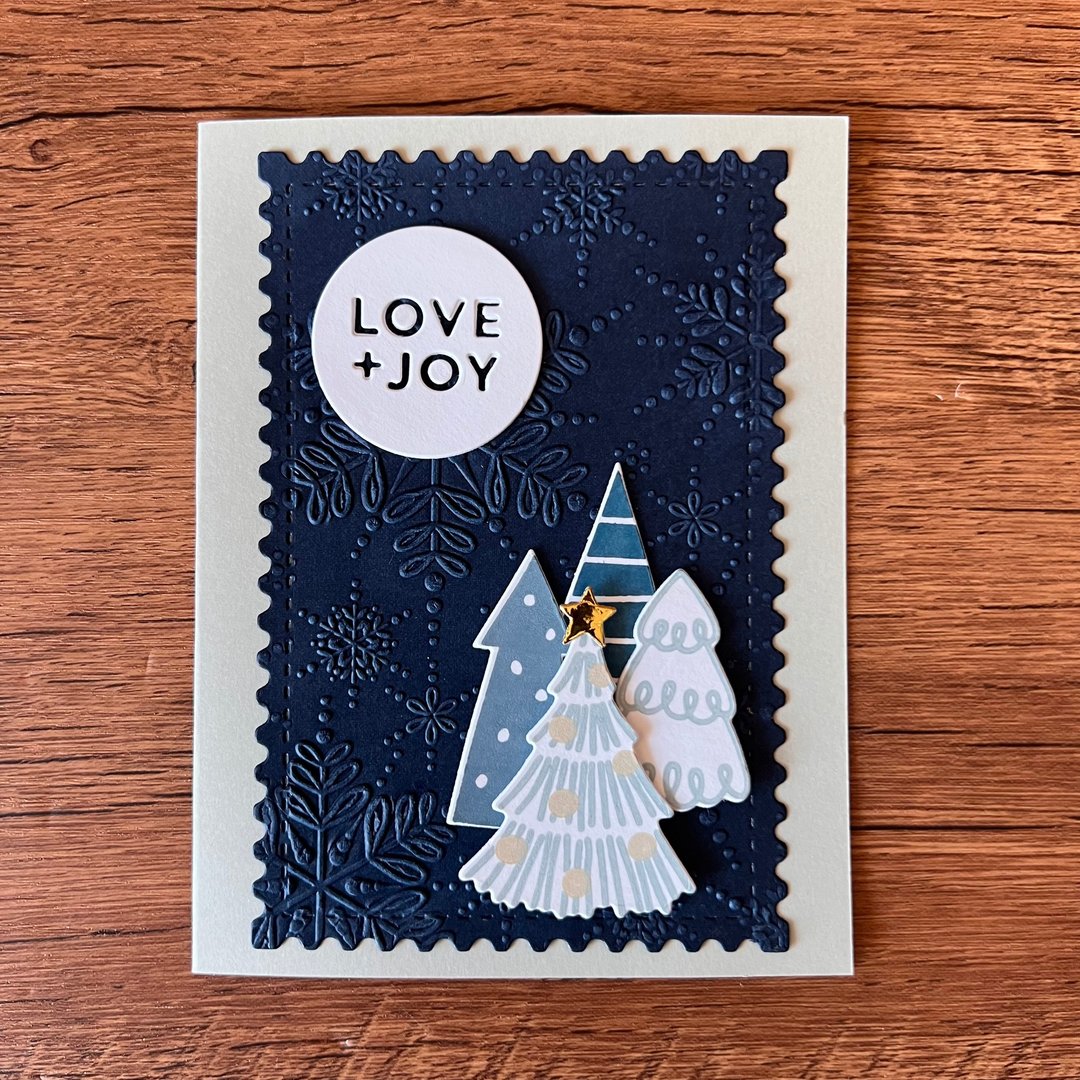 LOVE + JOY 圣诞树 雪花 圣诞卡 - 卡片/明信片 - 纸 蓝色
