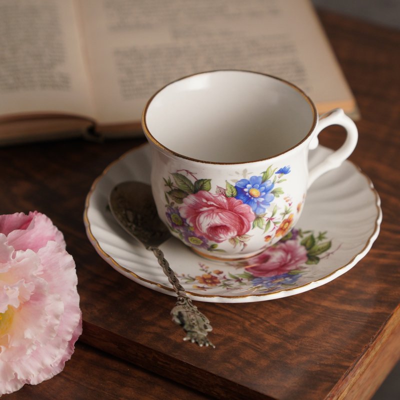 1955英国Old Foley芍药野花描金茶杯/咖啡杯组 - 茶具/茶杯 - 陶 多色