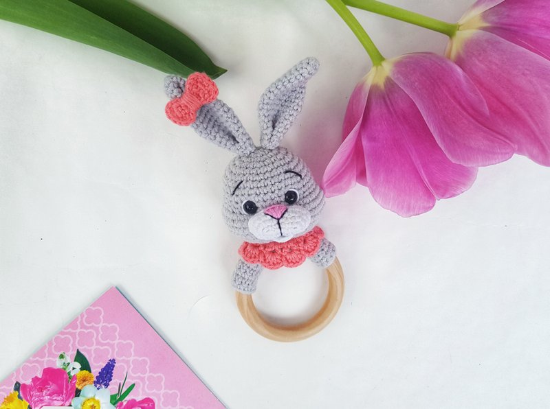 Crochet pattern baby rattle bunny,crochet rabbit Rattle PATTERN, my first Easter - 编织/刺绣/羊毛毡/裁缝 - 其他材质 