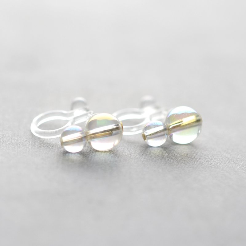 泡泡耳环, 硅胶耳环, 无金属耳环, 水晶, 简约, 金色系, 生日礼物, 日本制造 - 耳环/耳夹 - 树脂 透明