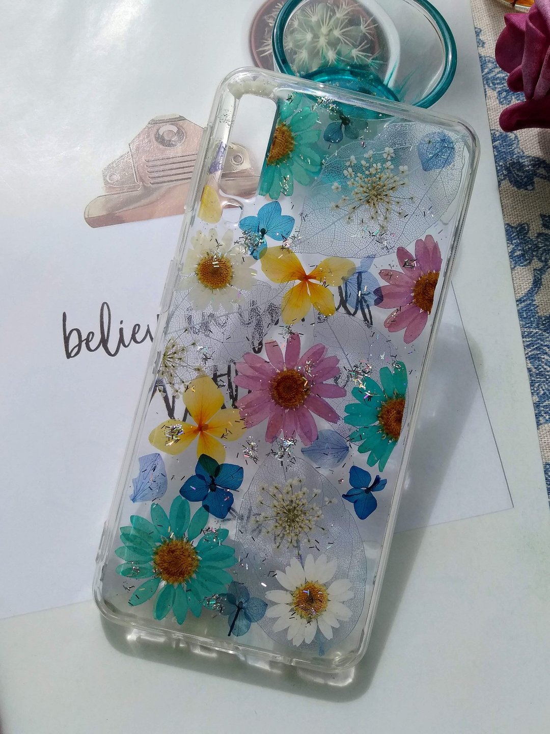 手作押花手机保护壳,Samsung Galaxy A7 2018, 现货 - 手机壳/手机套 - 塑料 多色