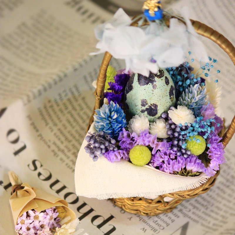 【诞生喜悦礼】袖珍祝福盆花│干燥花│不凋花│弥月│生日│礼物│ - 植栽/盆栽 - 植物．花 蓝色