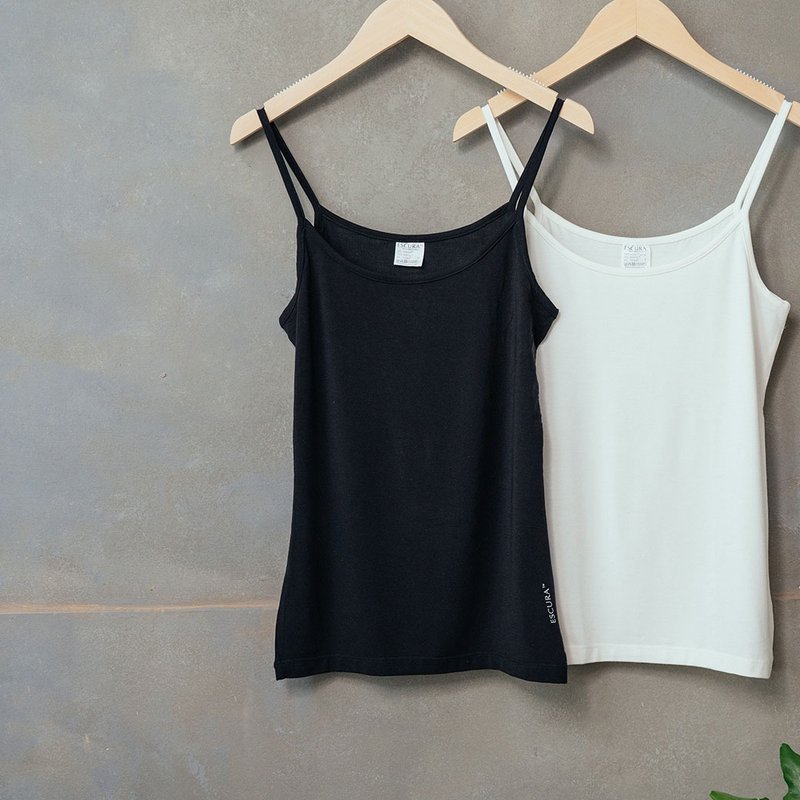 海洋纯净保湿细肩带Bra-黑色(含天然乳胶罩杯) - 女装背心 - 环保材料 黑色