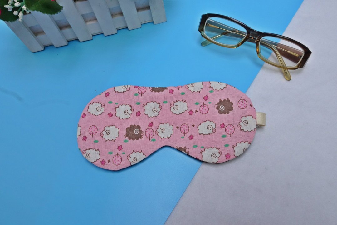 粉色棉羊可调式睡眠眼罩附束口收纳袋 sleep mask *SK* - 眼罩 - 棉 粉红色