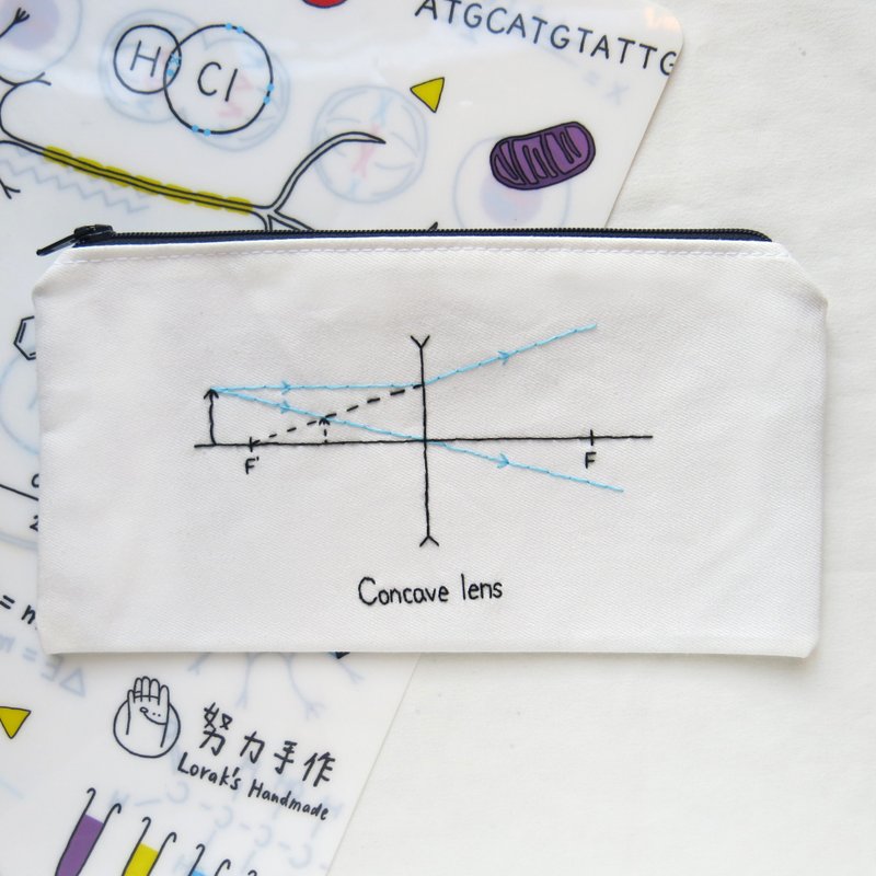 凹透镜 Concave Lens / 物理学 零钱包 笔袋 / 定制化 - 铅笔盒/笔袋 - 绣线 白色