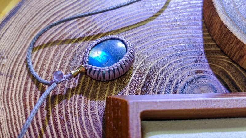 木系列水晶饰品|天然拉长石手工颈绳|成品|实物|拉长石 - 项链 - 水晶 紫色