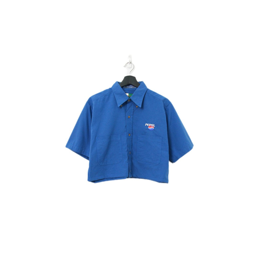 Back to Green-再制刺绣短板衬衫 百事logo ds-25//vintage shirt - 女装衬衫 - 棉 