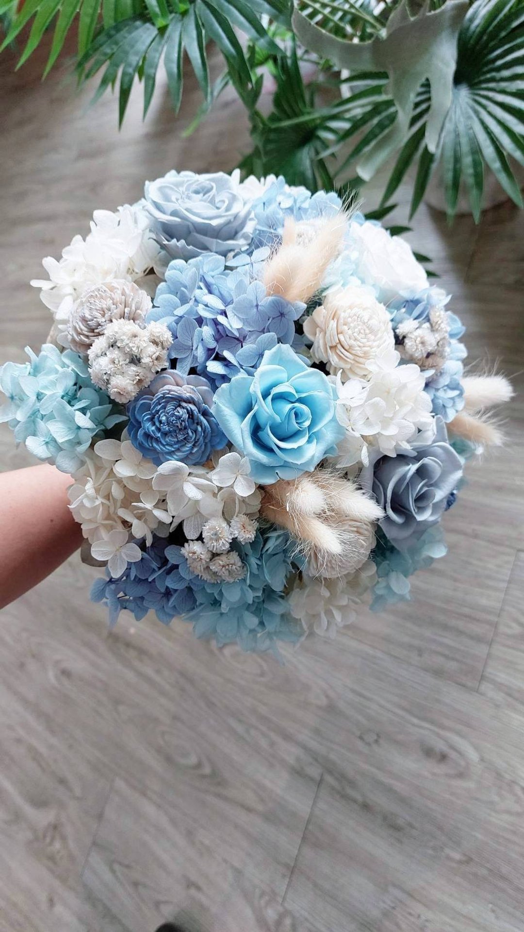 海藏设计│永生不变的爱恋。海洋蓝不凋花捧花/永生花 - 干燥花/捧花 - 植物．花 蓝色
